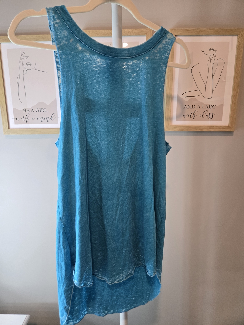 Chaser Teal Blue Sheer Tank Top